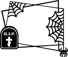 Halloween frame with gravestone and spider web