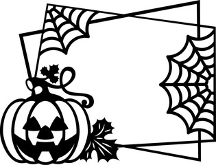 Halloween frame with jack o lantern and spider web