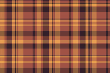 Multicultural fabric tartan textile, bag seamless check plaid. Ornamental pattern texture vector background in orange and red colors.