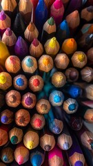 Close-up view of colorful pencils