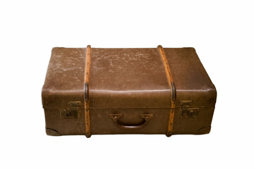 Vintage brown suitcase designed for travel and adventure from a long gone era