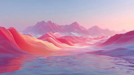 抽象的なピンクと紫色のボクセルアートの風景