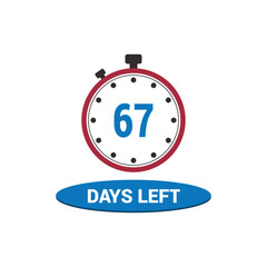 67 days left clock icon vector counting days and remaining time, countdown alarm