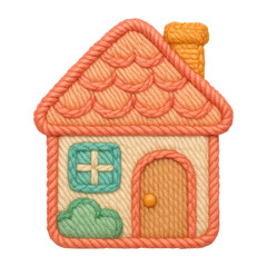 PNG Cozy embroidered house illustration.