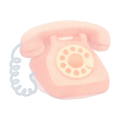PNG Vintage pink rotary phone illustration.