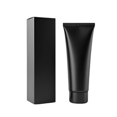 Black matte cosmetic tube packaging mockup isolated on transparent background