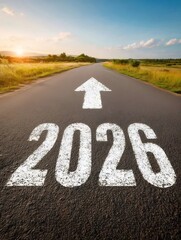 晴れた空の下、2026年までのアスファルト道路