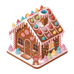 Cute Cartoon Gingerbread House PNG