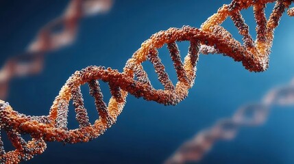 金色らせんdna構造体 青色背景の医学的表現