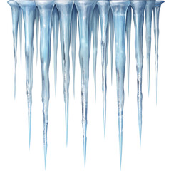 Icicles isolated on transparent background