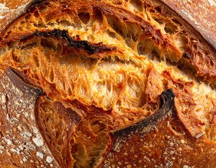 Close-up view of crusty artisan bread
