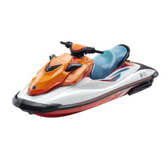 Colorful jet ski ready for adventure on clear water