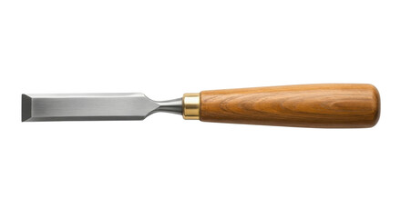 Wood chisel with wooden handle for carpentry work isolated PNG with Transparent Background
