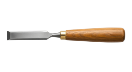 Wood chisel with wooden handle for carpentry work isolated PNG with Transparent Background