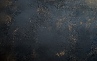 Dark Concrete Wall with Vignette and golden dust stock photo