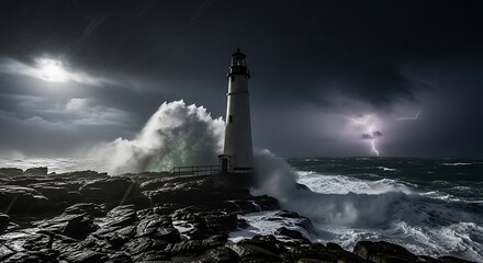 Stormy Seas and a Lighthouse.