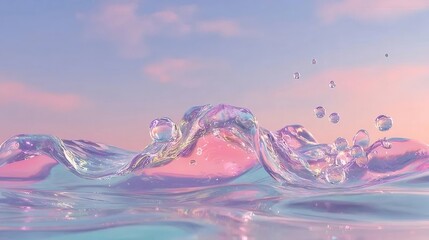 きらめく水面とピンク色の空の穏やかな風景