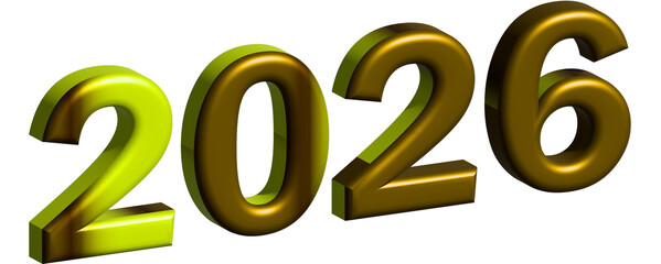 Golden 2026 Balloon Numbers Isolated on White Background &ndash; New Year Celebration Party Decoration