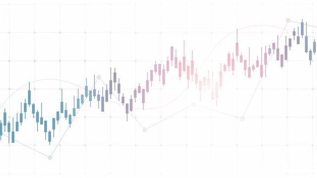 abstract financial chart with line graph and glowing light on white color background