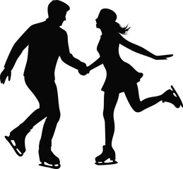 couple ice skating silhouette