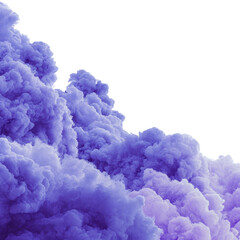 Fototapeta premium Colorful purple smoke billows in a dramatic display against a white background