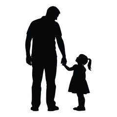 Father and daughter silhouette holding hands childhood memories family love connection bonding moments silhouette