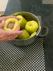 Preparing Stuffed Bell Peppers with Meat Filling