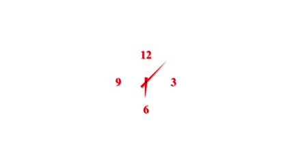 Analog clock ticking animation, Minimal analog clock animation on transparent background with alpha channel with ticking hands. Seamless loop for presentation, interface 12 hours clock dial loop.4k - Powered by Adobe