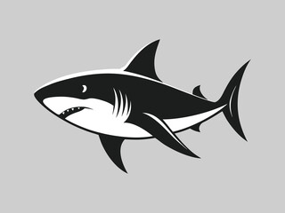 Obraz premium Blue Shark Vector Illustration Aggressive Ocean Predator Mascot Logo Design Powerful Shark Cartoon Artwork with Fins and Teeth Marine Wildlife Icon for Sports Branding T-Shirt and Tattoo Design