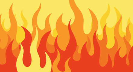 Bright and fiery abstract illustration of flames in warm tones, symbolizing energy, passion, and intense heat in a dynamic visual display