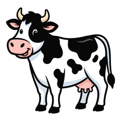 Cartoon holstein cow standing full body happy farm animal dairy livestock pet 