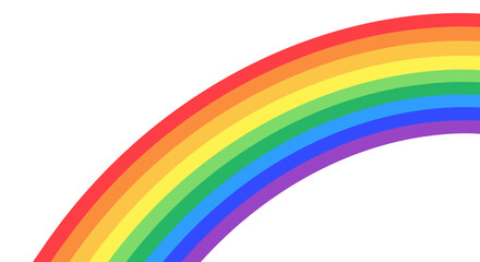 Vibrant Rainbow Arc Against White Background, Symbolizing Hope, Joy, and the Beauty of Nature's Spectrum in a Clean, Simple Design