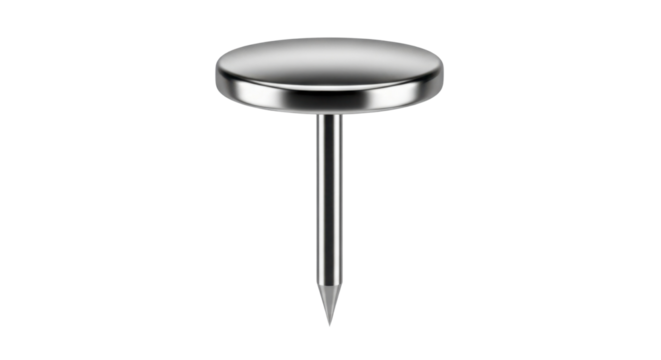 Silver thumbtack tack pin isolated PNG with Transparent Background