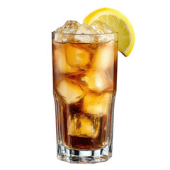 Iced tea with lemon served in a clear glass on a sunny day