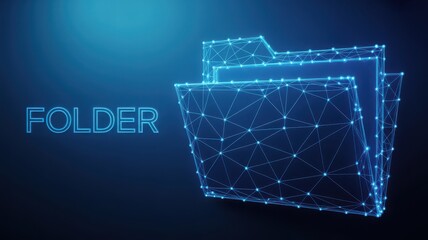 Abstract folder icon digital technology concept illustration on dark background