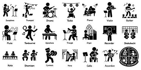 楽器演奏をする人物ピクトグラム、Musical Performance Pictogram of People