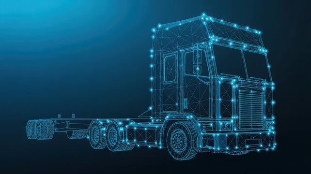 Abstract wireframe truck illustration futuristic vehicle design transportation co - Powered by Adobe