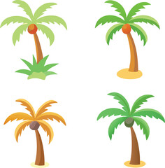 Obraz premium four types of coconut trees with white background