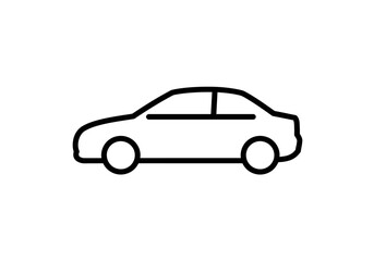 Simple Car Outline Icon - Sedan Vehicle Line Art Symbol