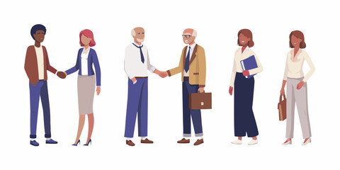 Fototapeta premium Diverse group of professionals shaking hands and standing together in a business meeting setting