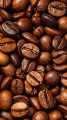 Close-up view of many coffee beans