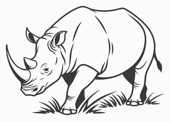 Fototapeta premium Clean silhouette of a rhinoceros in vector format