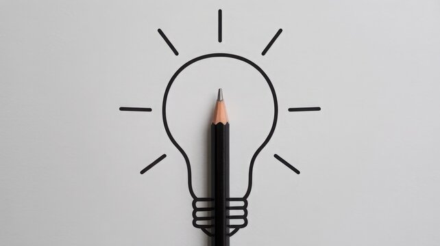 Pencil drawing of a light bulb representing idea generation innovation concept