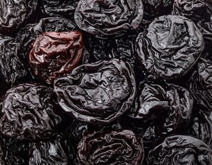 Close-up view of many dried plums