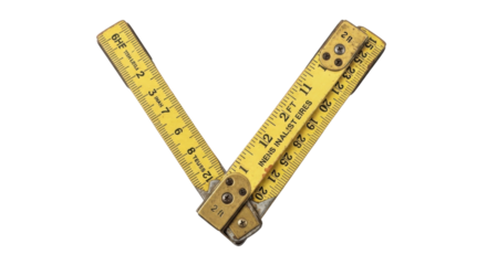 Folding ruler forming the letter V isolated PNG with Transparent Background