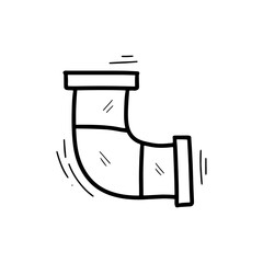 Hand Drawn Pipe Elbow Illustration. Doodle Vector. Isolated on White Background - EPS 10 Vector