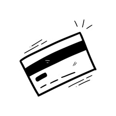 Hand Drawn Debit Card Illustration. Doodle Vector. Isolated on White Background - EPS 10 Vector