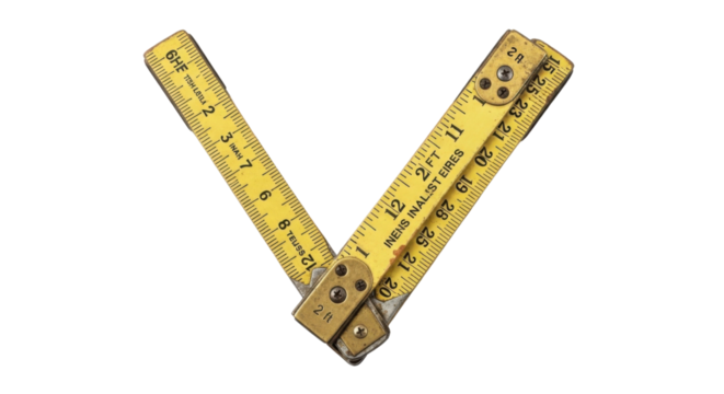 Folding ruler forming the letter V isolated PNG with Transparent Background