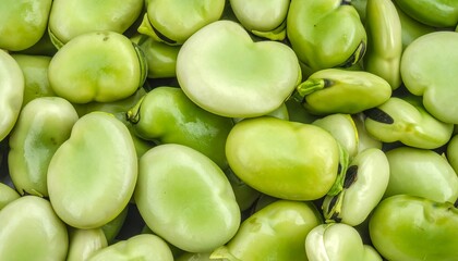 Close-up view of many green legumes