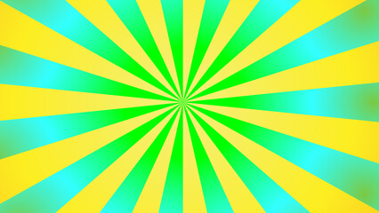 Vibrant yellow green and blue sunburst pattern background